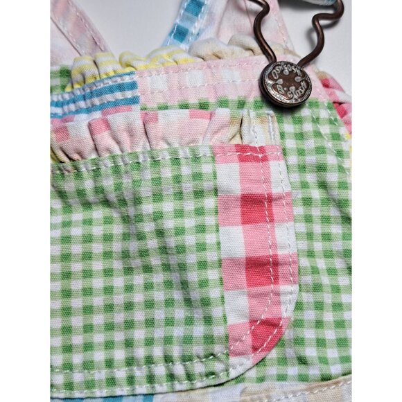 OshKosh BGosh Patchwork Overalls Dress 18M Multicolor Pastel Cotton Toddler Girl - Picture 5 of 8